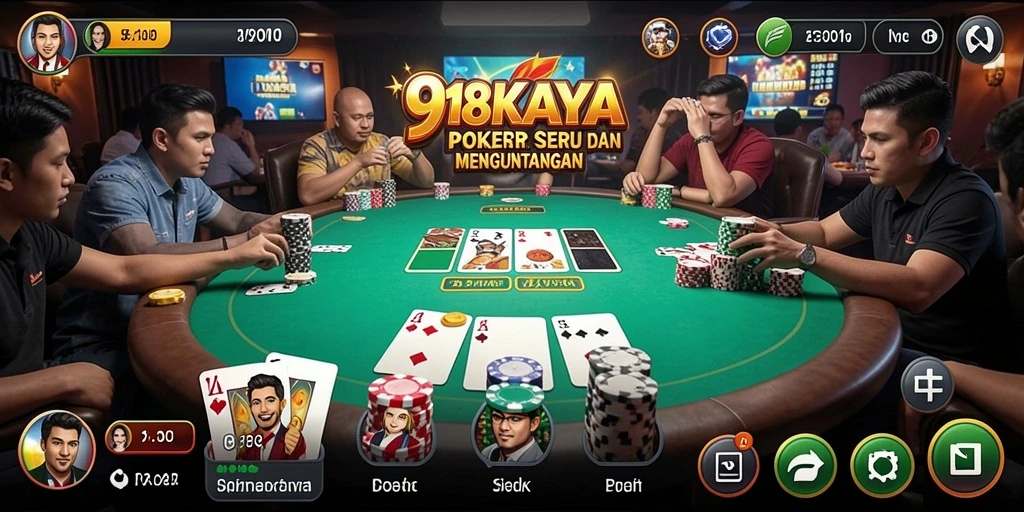 Tangkapan layar gameplay 918KAYA menampilkan aksi seru dalam bermain Poker.