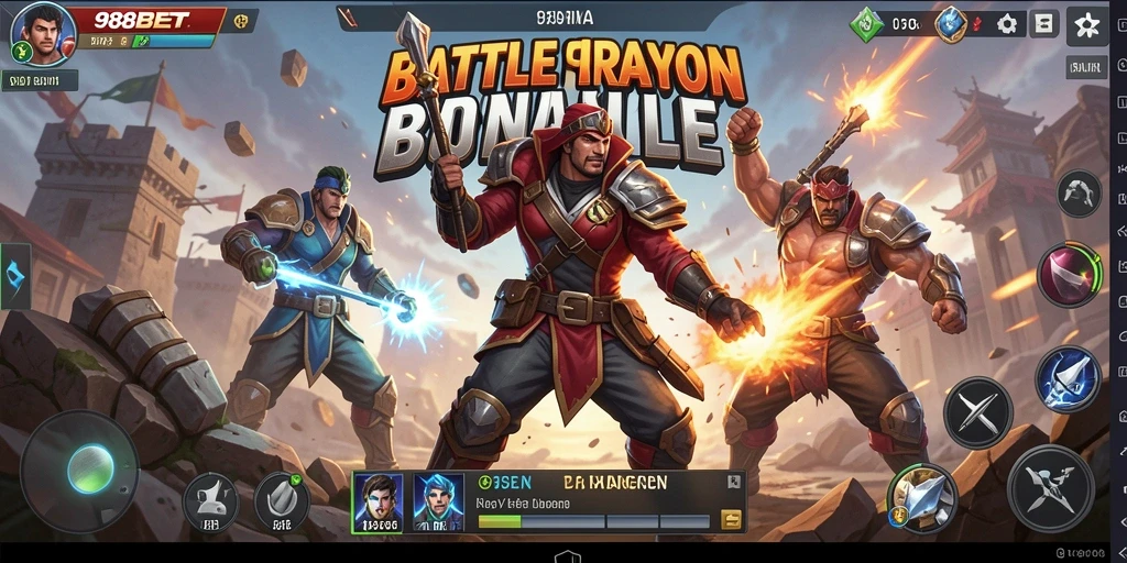 Tampilan gameplay mendebarkan dari 988BET dalam pertempuran Battle Royale.