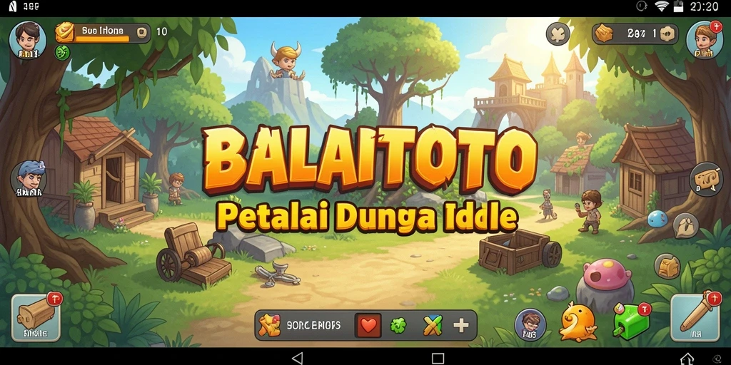 Tampilan gameplay BALAITOTO dengan karakter yang mengumpulkan sumber daya.