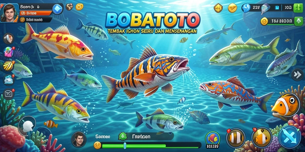 Screenshot gameplay BOBATOTO menampilkan aksi menembak ikan yang seru.
