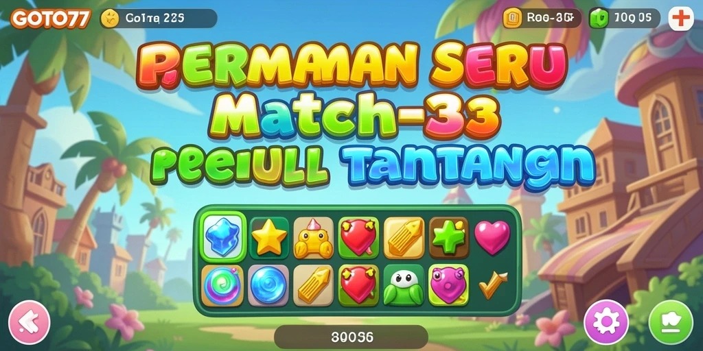 Tangkapan layar utama GOTO77 menampilkan gameplay Match-3 yang menarik.