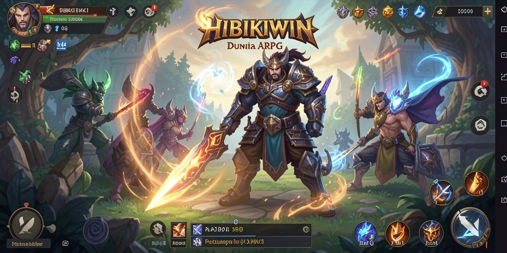 Tampilan mendebarkan dari gameplay HIBIKIWIN dalam genre ARPG.