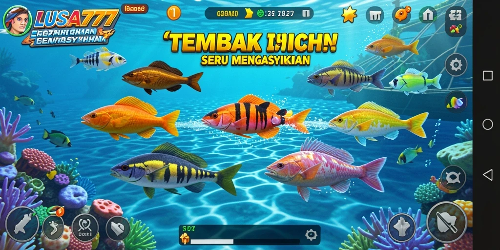 Gameplay menegangkan saat menangkap ikan berwarna-warni di LUSA777.