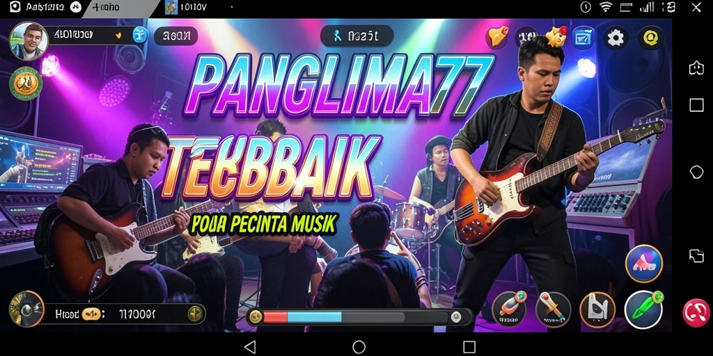 Screenshot PANGLIMA77 menampilkan pemain yang menyanyi di aplikasi musik.