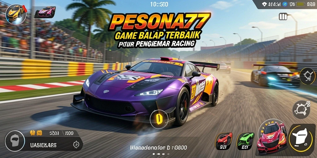Screenshot gameplay PESONA77 menampilkan balapan yang mendebarkan di lintasan kota.