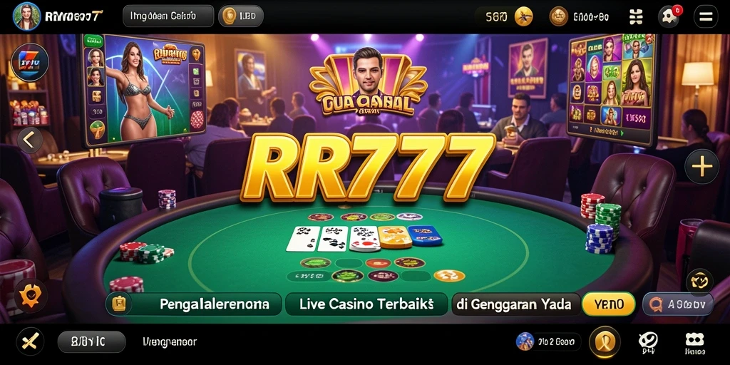 Screenshot gameplay RR777 yang menampilkan suasana Live Casino yang mendebarkan.