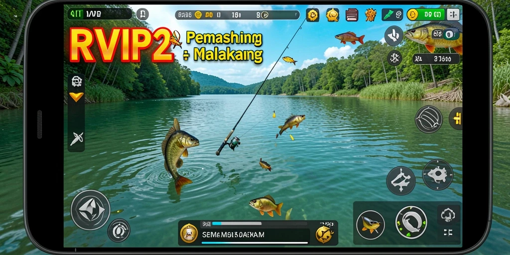 Screenshot RVIP2 menampilkan gameplay memancing yang seru dan menarik.