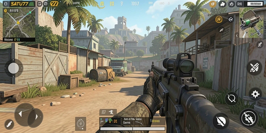 Tampilan seru gameplay SATU77 dalam pertempuran TPS